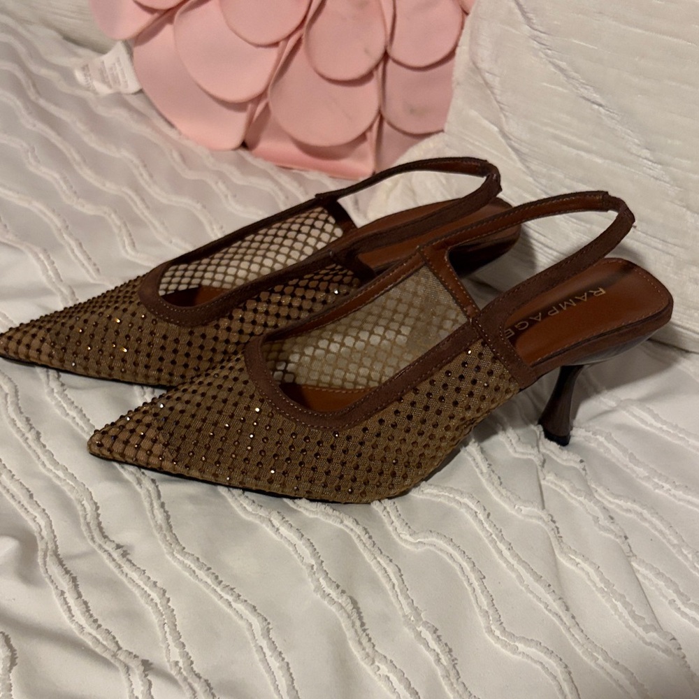 Rampage Brown Mesh Slingback Heels